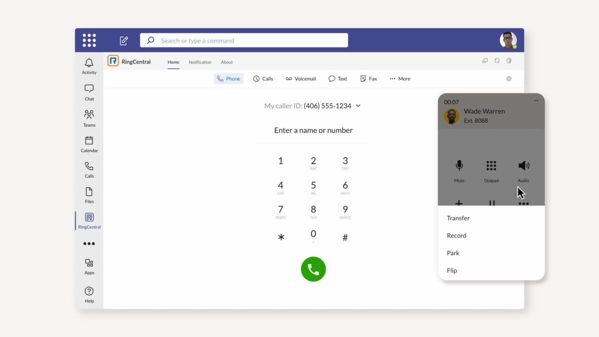 Calls managen mit der neuen integrierten Telefonielösung für Microsoft Teams von RingCentral. (Bild: RingCentral)