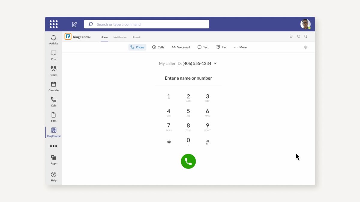 Einen Anruf tätigen mit der neuen integrierten Telefonielösung für Microsoft Teams von RingCentral. (Bild: RingCentral)