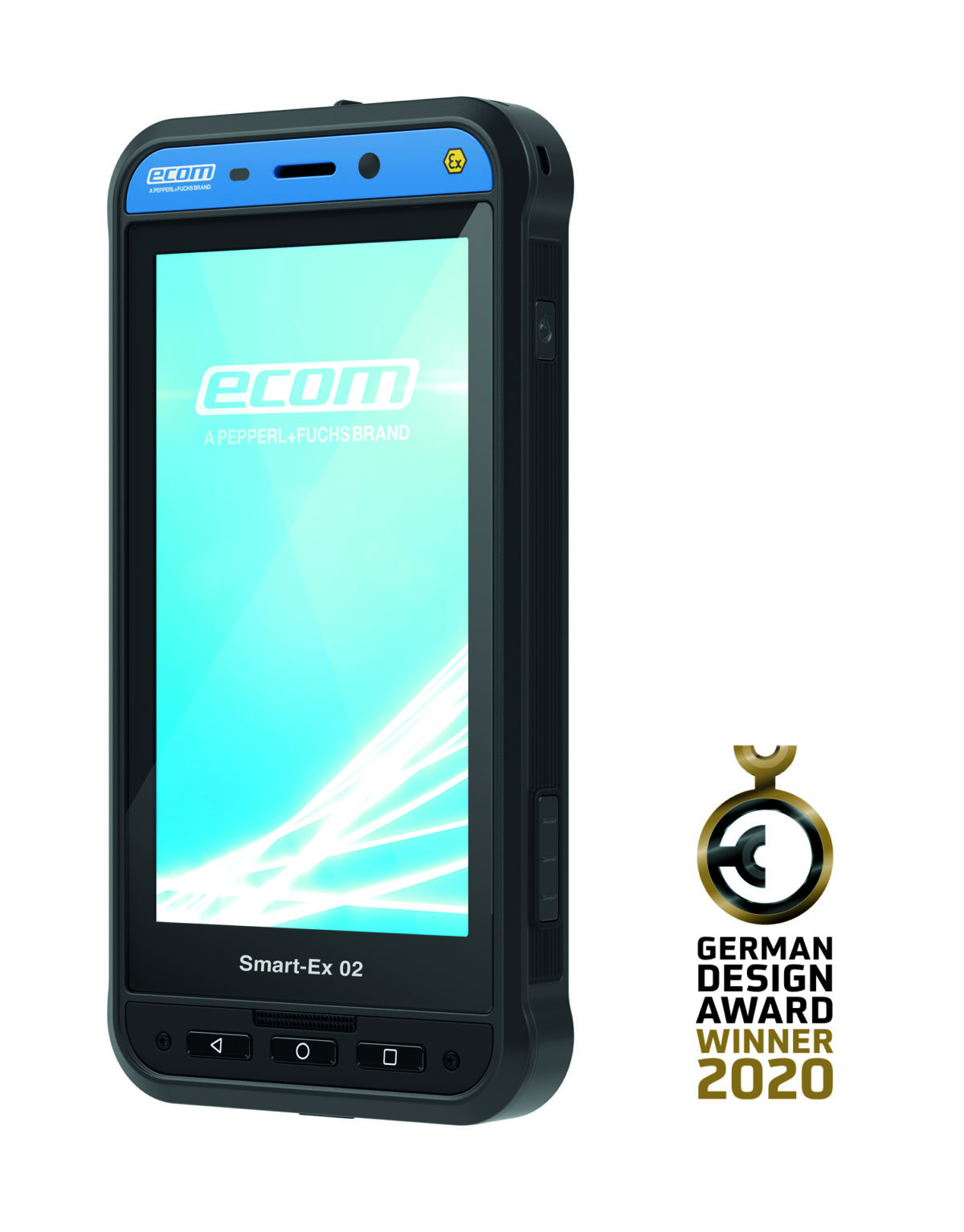 Ausgezeichnet mit dem German Design Award 2020: das neue explosionsgeschützte Smartphone Smart-Ex 02 von ecom.(CR: ecom)