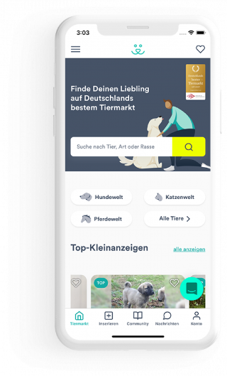 Screenshot DeineTierwelt App (Copyright DeineTierwelt)
